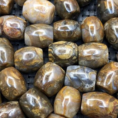 Faluo dzi beads billions of years snail fossil barrel beads drum beads DIY accessories jewelry texture can be clear and gorgeous
