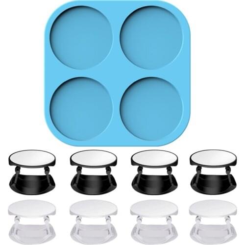 Phone Grip Resin Molds,Silicone On Top Phone Socket Molds,4 Cavity Circle Epoxy Casting Molds with 8Pcs Phone Sockets for DIY