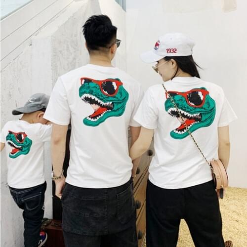Mother Father Baby Family Look T-shirts Clothes Short Sleeve Dinosaur mommy and me clothes Father Son Matching Tees Outfits