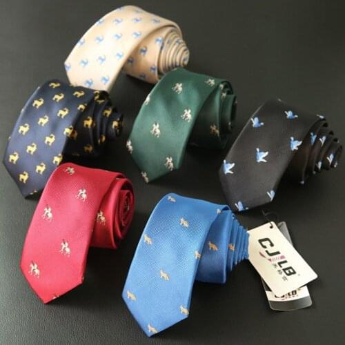 Animal Skinny Tie 145*6cm Cravate Homme Male Costume Accessories High Quality Fashion Mens Neck Tie Cravat Wedding Business Ties