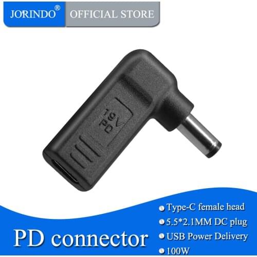 Type-C female socket to DC5.5*2.1MM plug Laptop PD quick charge converter,USB-C to DC5521 Power adaptor,100W