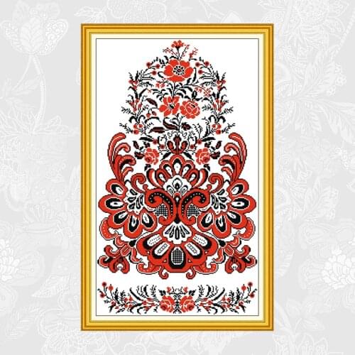 Red Pattern Chinese Cross Stitch Kits 14CT 11CT Counted Printed on Canvas DIY Embroidery Sets Handmade Needlework Crafts