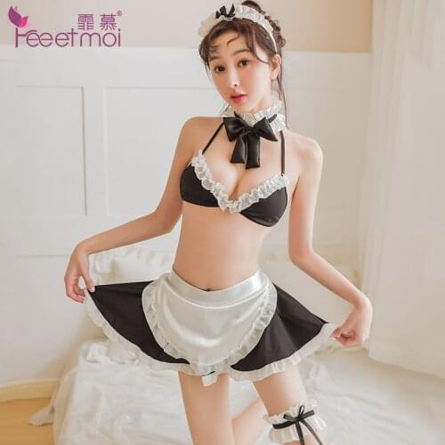 Maid Uniform Costumes Role Play Women Sexy Lingerie Hot Sexy Underwear Lovely Female White Lace sexy womens halloween costumes
