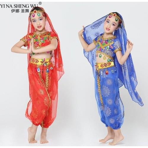 New Style Kids Belly Dance Costumes 3pcs Set Oriental Dance Costumes For Girls Egypt Egyptian Bollywood Indian Belly Dancing Set