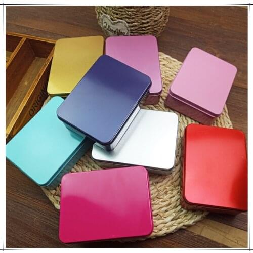 EASONOV 5pcs/lot Rectangular Square Metal Tin Box Candy Box Wedding Gift Supplies Multi-Colors 12x9x4cm