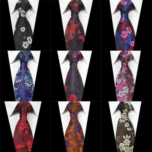 Ricnais 8cm Floral Mens Tie Slim Neck Ties For Man Red Blue Silk Neckties Business Wedding Gift Set For Men Mens Luxury Tie