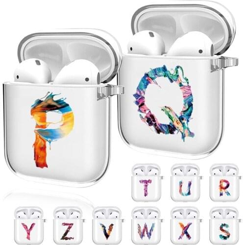 For Apple Airpods 1/2 Soft Initial Name Silicone Earphone Cover Air Pods Case Accessories Headset Protective Sleeve Airpods Case
