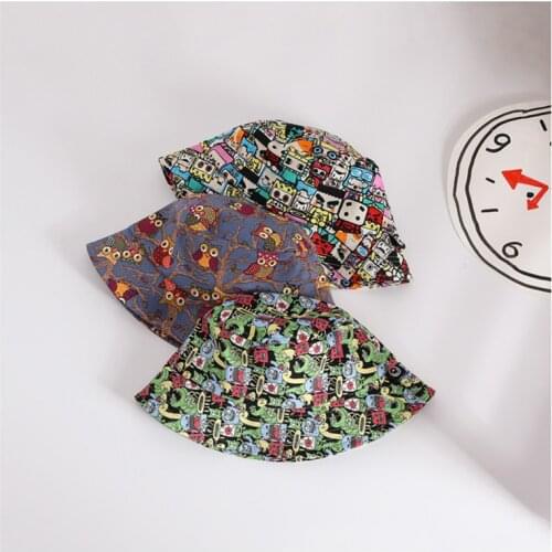 Boys Girls Cap Bucket-hat Cartoon Cute Spring Outdoor Travel Baby Kids Toddler Sunshade Caps Summer Panama Beach Sun Hats 3-5Y