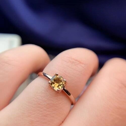Simple Natural Citrine 925 Silver Inlaid Jewelry FemaleRing European American Beautiful Regalos Para Mujer