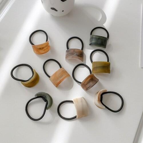 Matte Wood Scrunchies Grain Hair Rope Geometric Arc High Elasticity Hair Ring Elegant Camber-shaped Ponytail Hair Accessories