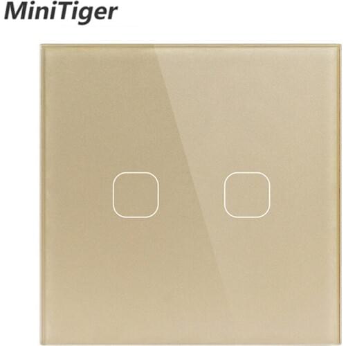 Minitiger Touch Switch 2 Gang 1 Way,Wall Light Touch Screen Switch,Crystal Glass Switch Panel,Can not be remote controlled