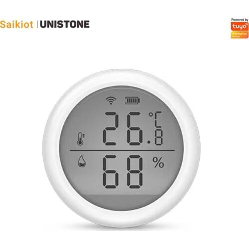 Saikiot Tuya Smart WIFI Temperature Humidity Sensor Detector Remote Mobile App Watching for Smart Home