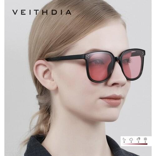 VEITHDIA Brand Photochromic Womens Sunglasses Polarized Mirror Lens Vintage Day Night Dual Sun Glasses Female For Women 8510
