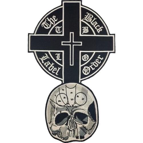 Cross Skull Embroidery Patches Thermal Punk Sticker Iron on Clothing Back Free Shipping Clothes DIY Jacket Bags Accessary Custom