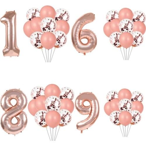 Balloons Rose Gold Party Decoration Number Ballon Birthday Party Decoration Foil Latex Ballons Wedding Birthday Party Supplies