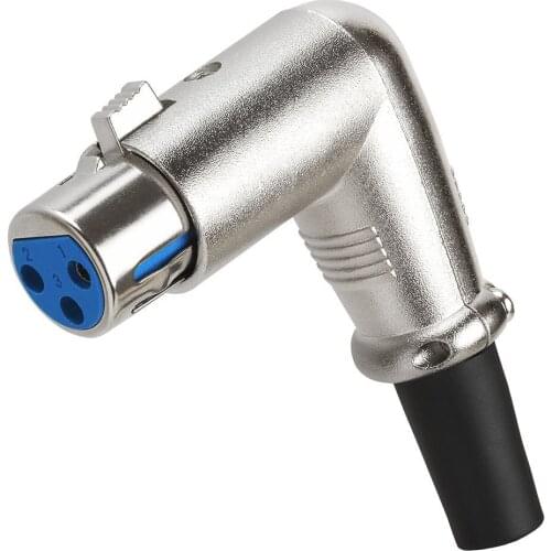 2pcs 3Pin XLR Female jack Right Angle Microphone Audio Cable Connectors