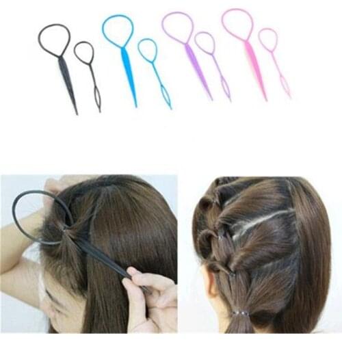 2Pcs/Set New Magic Tail Braid Hair Tail Horse Styling Clip Bun Maker For Girls Hairstyles Plastic Hair Buckle Styling Tool