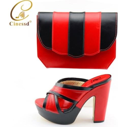 2020 Ladies Italian Shoes and Bag Set Red Color Shoe and Bag Set for Party In Women High Quality Womens Shoes Heels