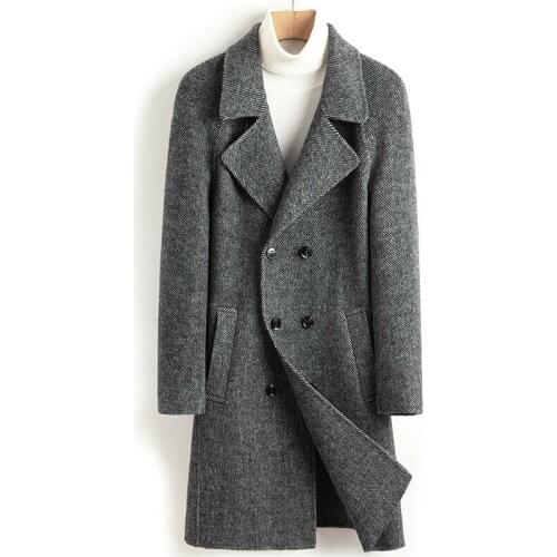 2020 Wool Coat Men Double-sided Long Woolen Jacket Casual Cashmere Mens Overcoat Spting Autumn Coats Casaco Masculino 4986 J3590