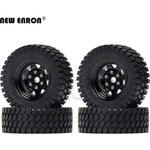 1/10 4Pc 1.55 Inch Beadlock Metal Rim Hub Tyre 78mm Rubber Tires for RC Crawler Car Axial AXI90069 D90 TF2 Tamiya LC80 MST JIMNY