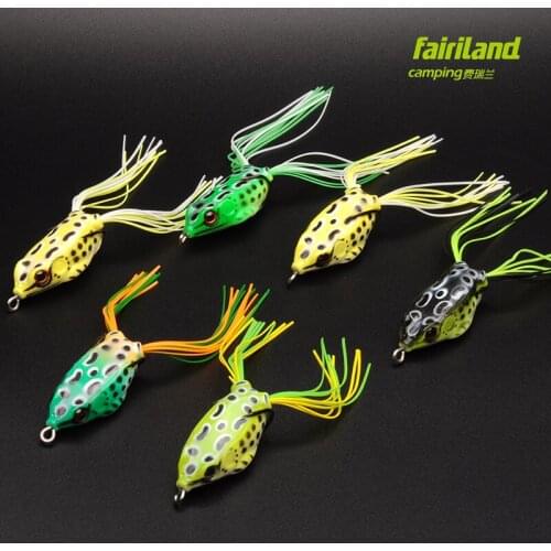 6pcs Fairiland Soft Frog Lure Three Size Available Topwater Rubber Frog for Difficult Obstacle Fishing Environment