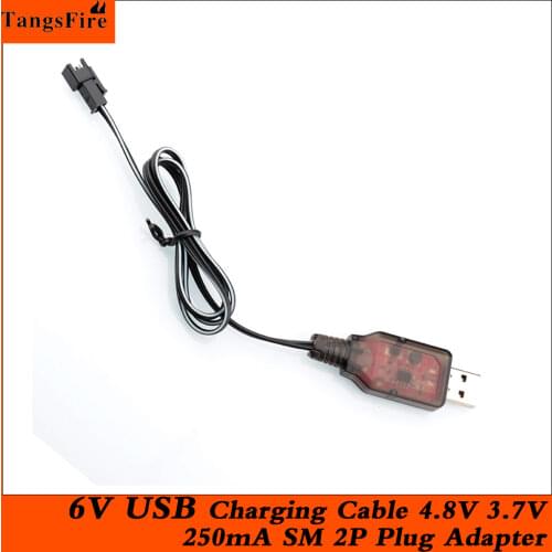 6V USB Charging Cable 4.8V 250mA SM 2P Plug Adapter For Ni-Cd Ni-MH Batteries Pack