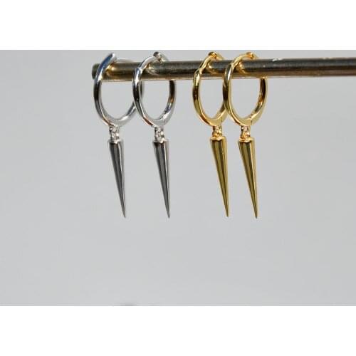 925 Sterling Silver Earring Personality Triangle Tassel Colored Zircon Vertical Bar Tie Short Drop Earring Women Girl Ear Jewelr