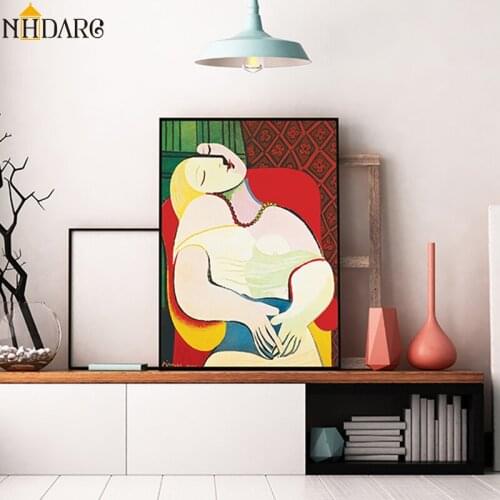 Picasso Dreaming Woman Abstract Canvas Painting Art Wall Pictures For Living Room Home Decor Posters And Prints HD Nordic Style