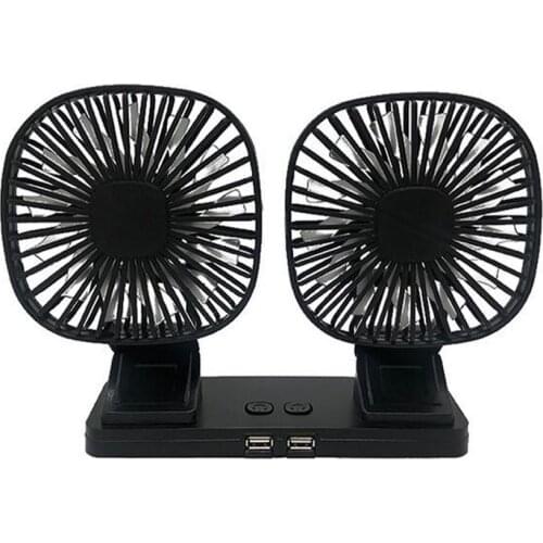 Car Cooling Fan Vehicle-mounted Double-head Large Wind Fan USB Car Fan Electric Fan Adjustable Two-speed Wind Direction Fan