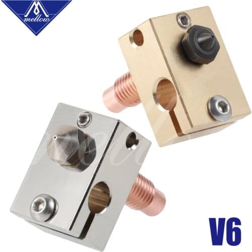 Mellow High Quality 3D Printer Heater Block + V6 Nozzle + V6-Crazy Bimetal Heat Break for 3D printer For E3D J-Head HOTEND