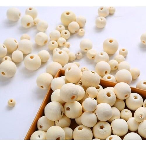 Natural Ball Wood Spacer Beads For DIY Jewelry Making Wooden Natural Round Loose Beads DIY for Bracelet Necklace Accessories