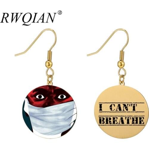 Black Lives Matter Earrings I can't breathe Drop Earrings Custom Photo Earring Personalized Stainless Steel Jewelry for Women