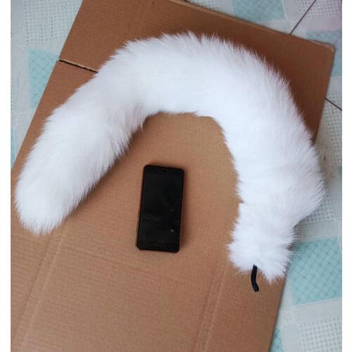 Real Fox Fur Tails Big Silver Fox Cosplay Wolf Tail Long Large Pendant Costumn Play Accessories Wholesale Price