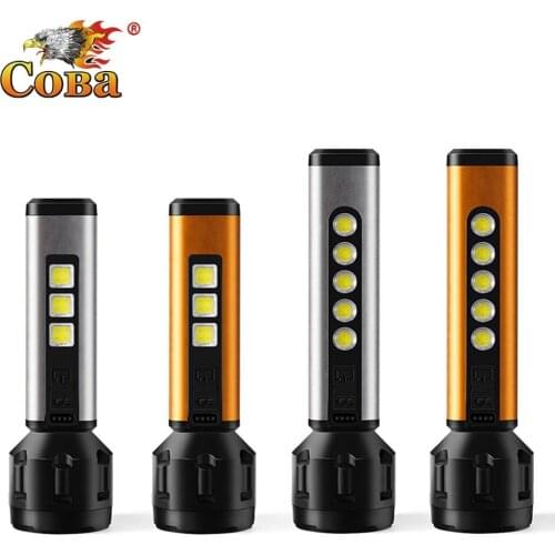 Coba Ultra Bright LED Flashlight with OSL+COB Lamp Beads Waterproof Torch Built In 18650 Battery Multi-function USB Charging