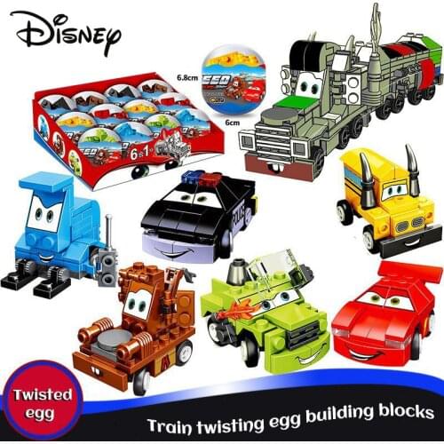 Disney Pixar Cars 6in1 DIY Building Blocks Lightning Mcqueen Juniors Smokey Garage Educational Toys Christmas New Year Gift