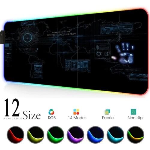 World Map Mouse Pad Gaming Mouse Mat Map Slipmat Rgb Carpet Mouse Xxl Led Play Mat with Backlight Pc Accessories Gaming Mats