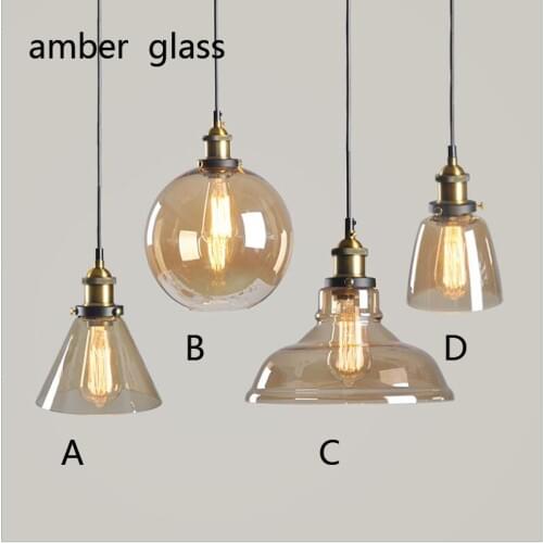 Creative design Loft restaurant bar chandelier E27 Nordic country industrial style single head glass chandelier