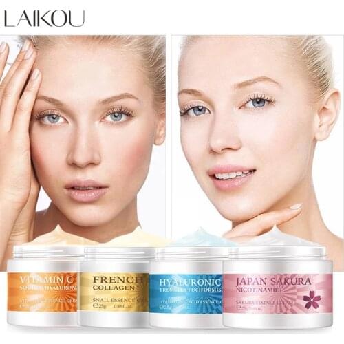 LAIKOU Face Cream Vitamin C Day Cream For Face Hyaluronic Acid Moisturizing Sakura Anti-Aging Snail Repairing Cream Skin Care