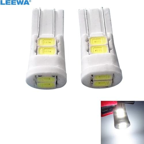 LEEWA 50pcs DC12V White T10 194 168 6SMD 5730 Chip Wedge Ceramics Light Car LED Door Light Bulbs Marker Lamps #CA4649