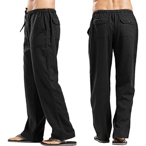 Linen Trousers for Men Wide Cargo Pants Summer Oversize Plus Size 5XL Linens Streetwear Spring Harajuku Mens Clothing 2021