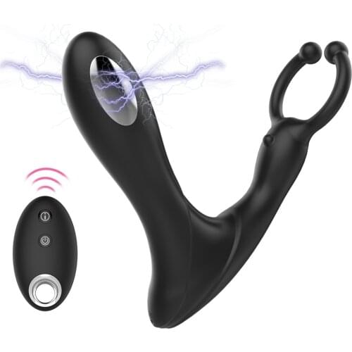 Electric Shock Prostate Massager Anal Vibrator For Men Women Gay Sex Toys Wireless Remote Anal Vibrator With Penis Ring Sex Shop