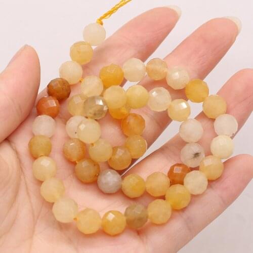 Fashion Small Beaded Natural Stone Topaz Round Faceted Beads for Jewelry Making Charm DIY Bracelet Necklace Accessories 8mm