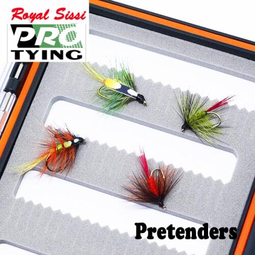 6pcs midwater fly fishing flies 12# pretender wet fly 4colors assorted rooster hackle feather palmer trout fishing insect lures