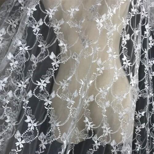 2020 new off white floral mesh bride wedding dress embroidery french lace DIY home decoration garment lace