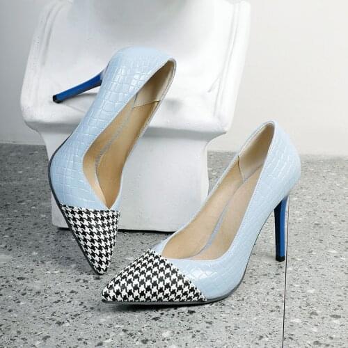 New 2021 Women pumps Elegant pointed toe patent leather office lady Shoes Spring Summer High heels Wedding Bridal Shoes 33-46