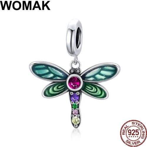 Original jewelry pendant 100% 925 sterling silver beads dragonfly charm fit bracelet making Valentines Day gifts for girl women
