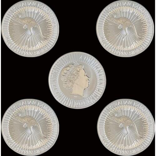 5PCS 2016 1OZ Australia Kangaroo Pattern Commemorative Elizabeth II Collection Silver Coins