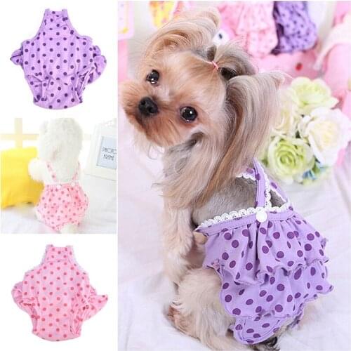 Pet Dog Panties Strap Sanitary Adjustable Dog Dot Print Underwear Diapers Physiological Pants Puppy Shorts Drop Shipping 2017