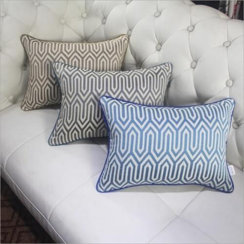 Luxurious Jacquard Pillow Cover Blue Brown Decorative Cushion Cover Home Decor Geometric Throw Pillows 40x60cm Pillow Case