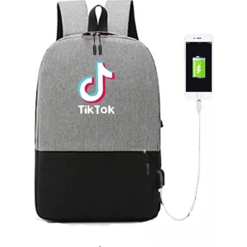 TIK TOK Print College Backpack USB Charger Schoolbag For Laptop Backpacks Casual Daily Mochilas For Boys&Girls